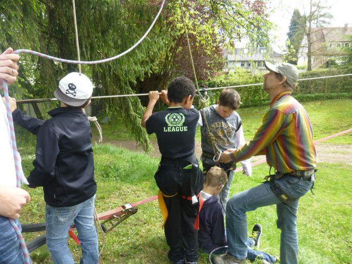 Action beim Hochseil